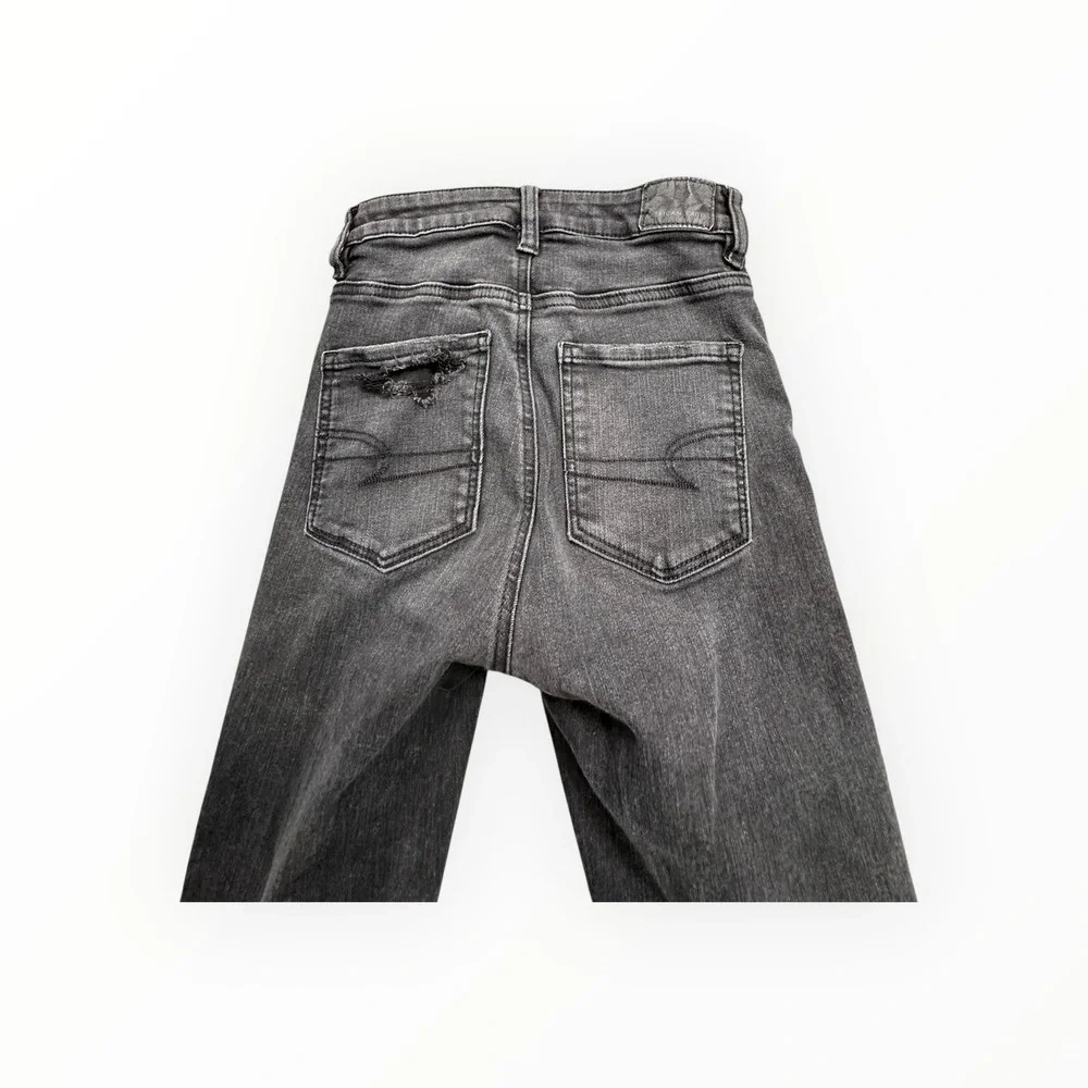 American Eagle Jegging Crop Womens 0 Black Next Level Stretch Distressed Raw Hem
